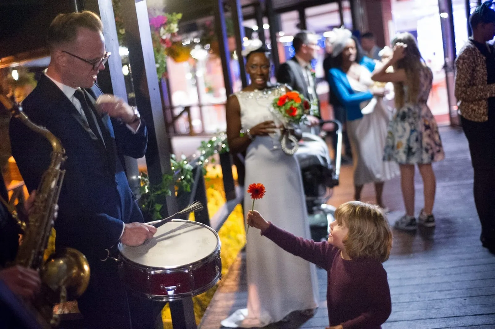 Wandering Soul entertaining wedding guests of all ages