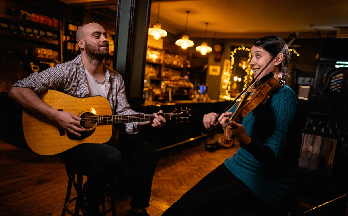 Encore's folk band- Rachel and Dominic