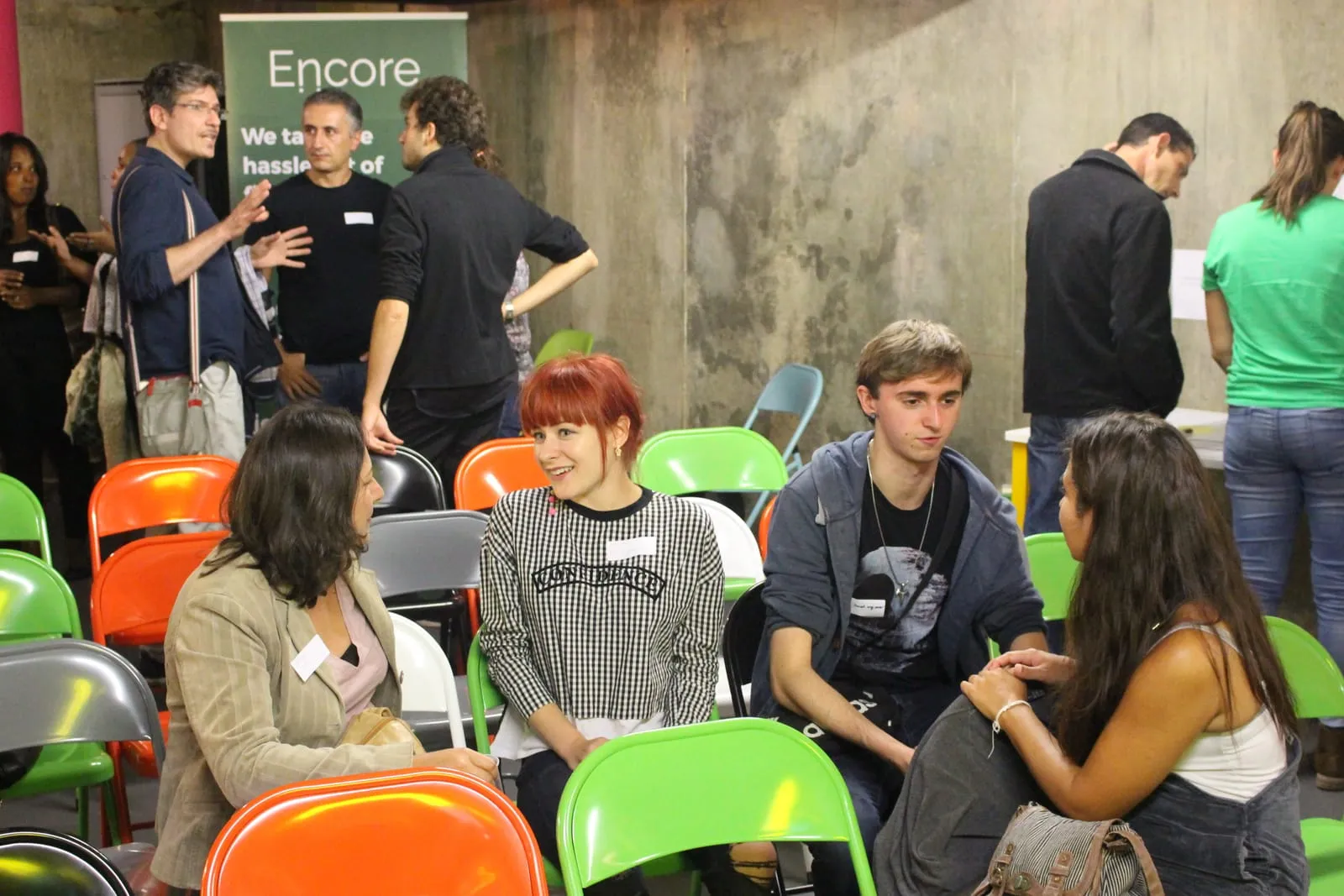 Encore members in conversation