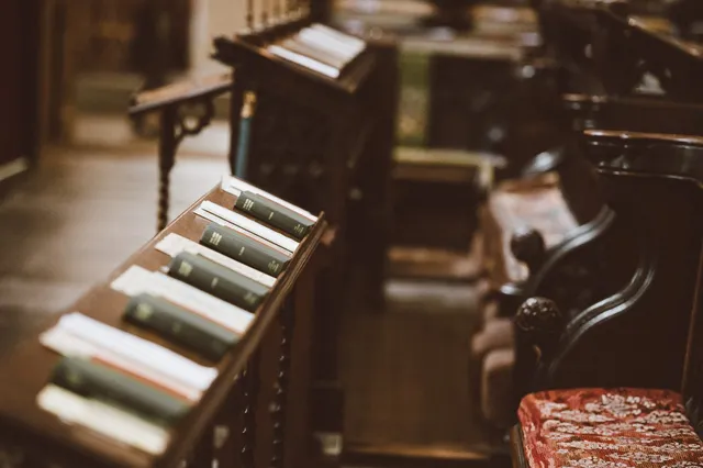 hymn books in stalls