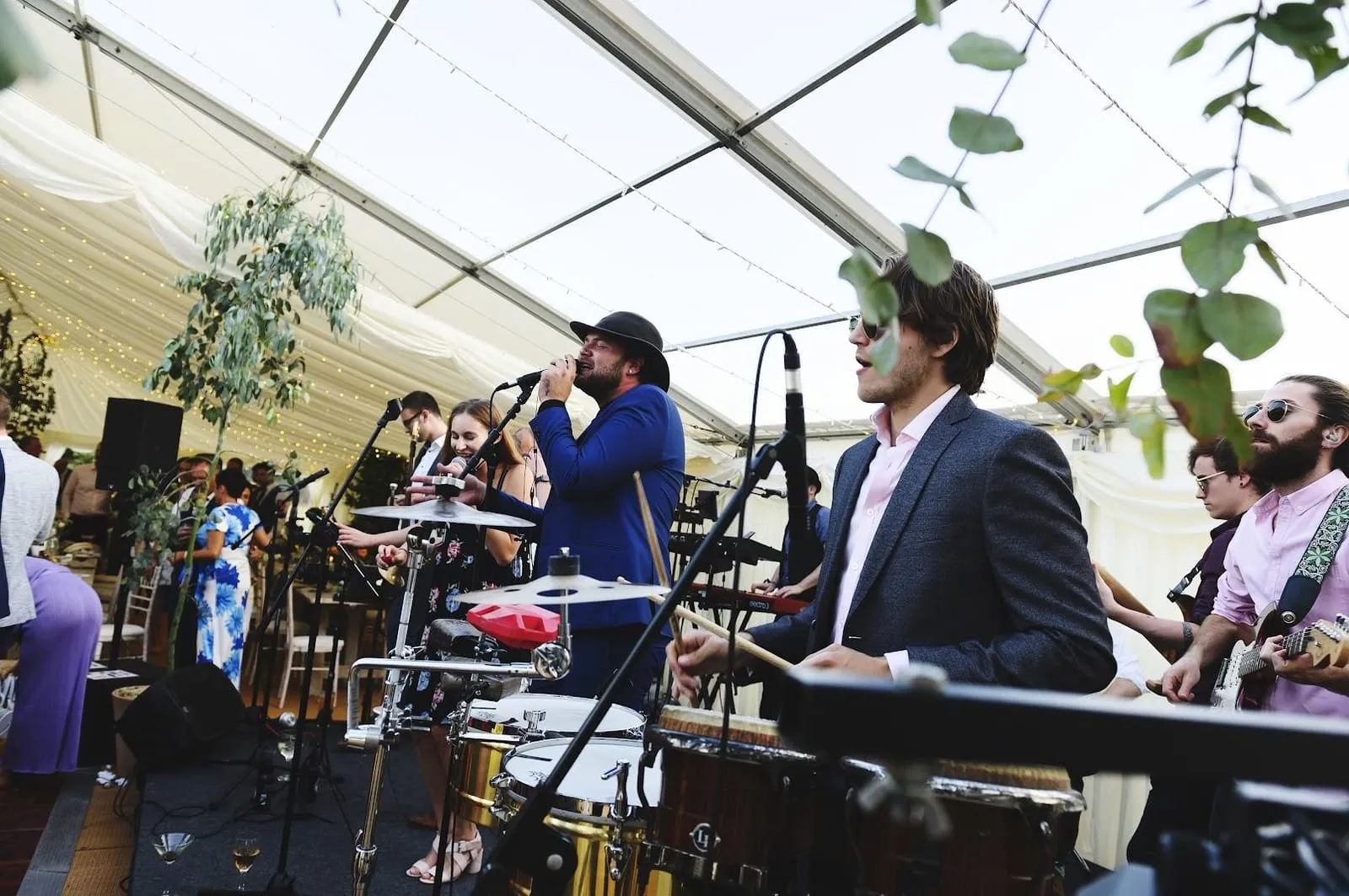 Wedding band with close up of drummer and singer