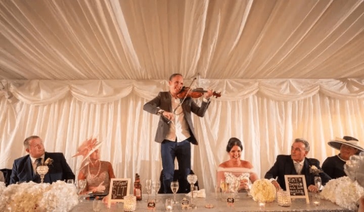 Richard Sanderson was the star of the show at a wedding in Cheshire.